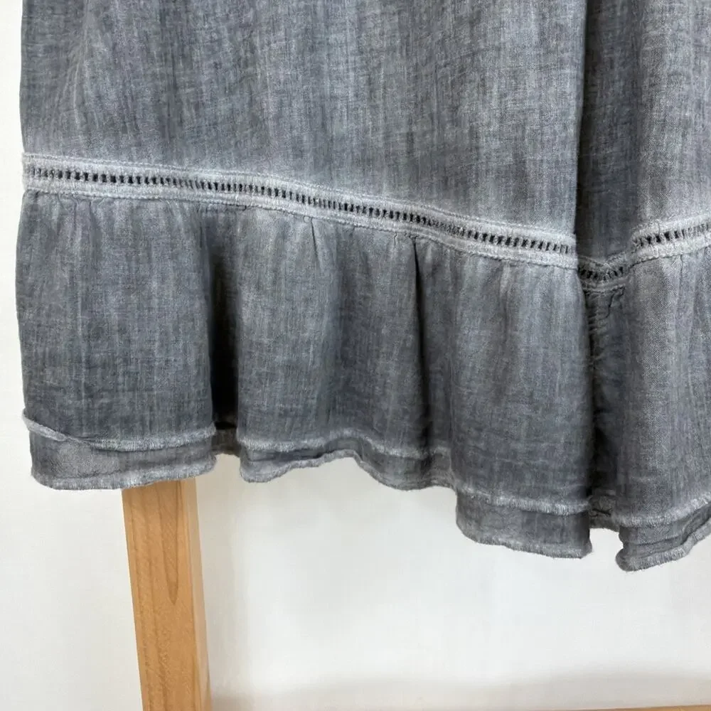 Gretty Zueger Gray V Neck Lace On Cuffs Hem High Low Tunic #1364 Size 2X - Picture 10 of 12